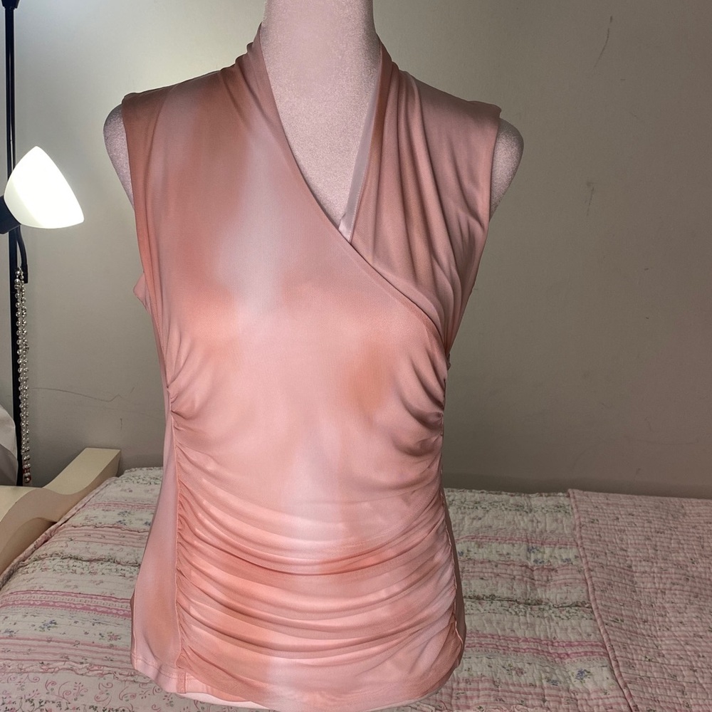 Calvin Klein Blush Pink Ruched V-Neck Sleeveless Camisole